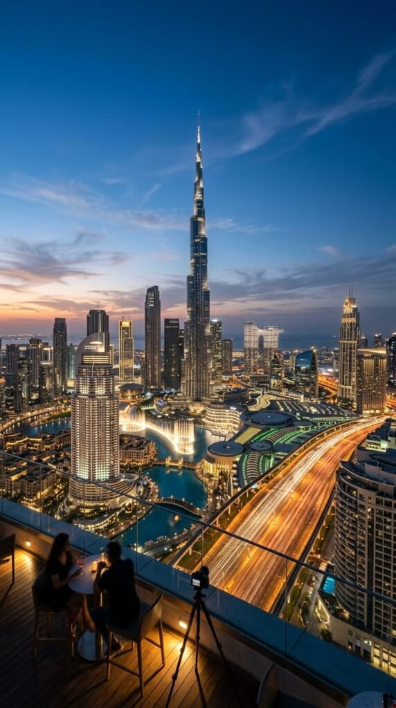 The Dubai Fountain show in front of Burj Khalifa