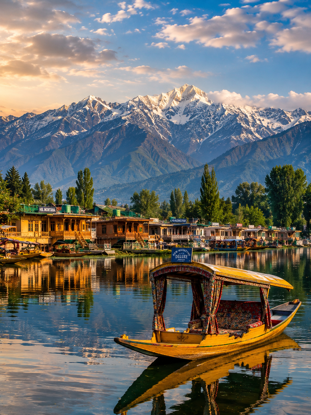 Houseboats on Dal Lake, Kashmir