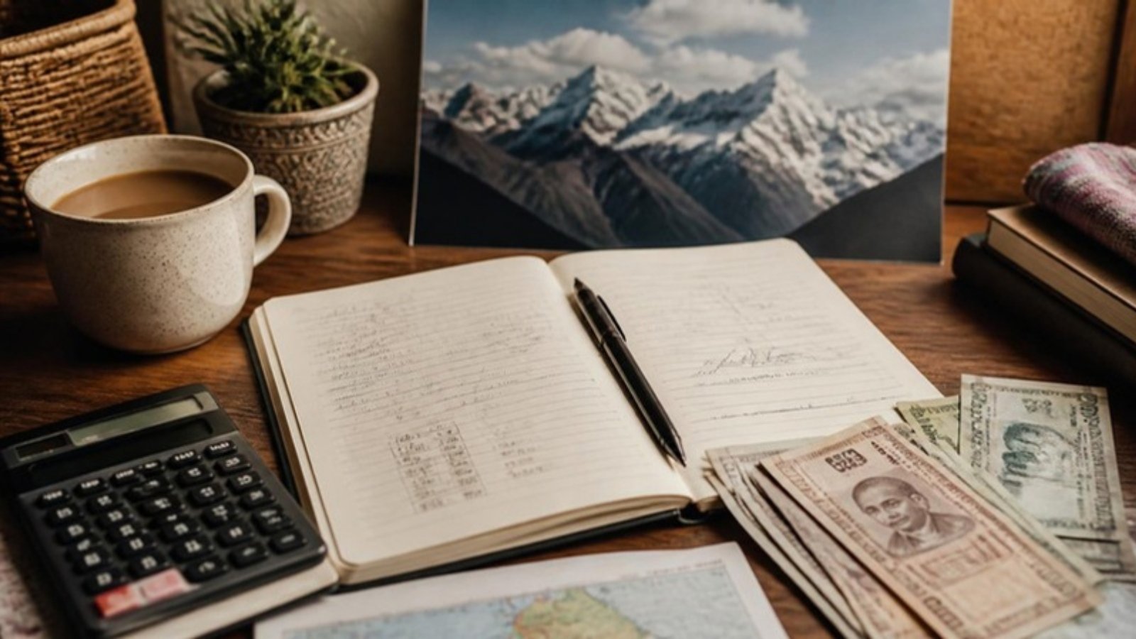 Planning a Sikkim trip cost and budget with notebook and rupees