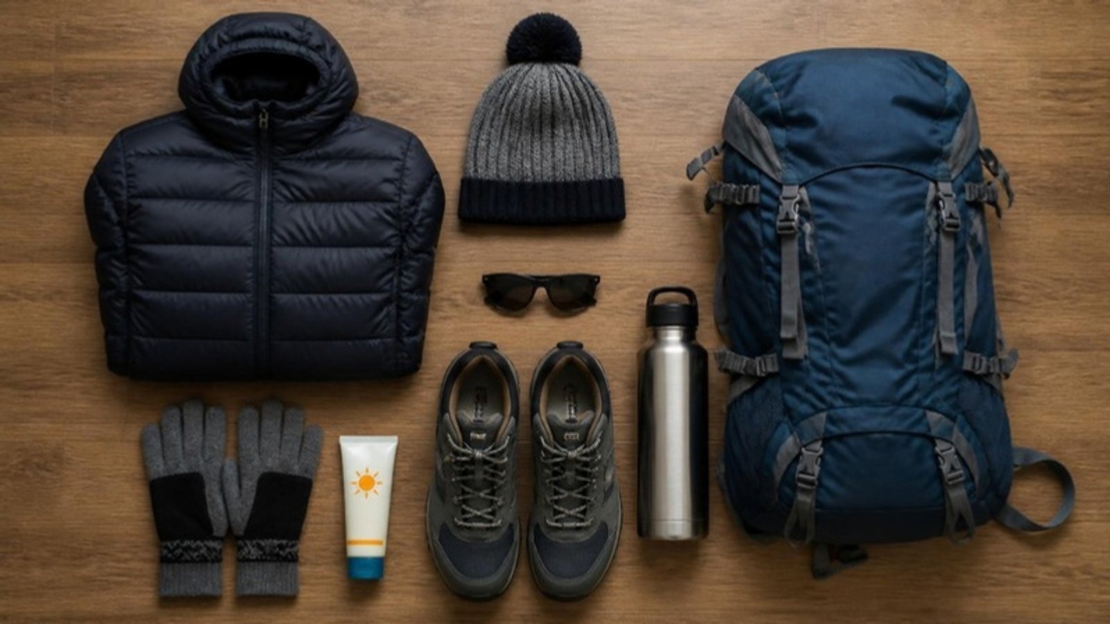 Winter clothing flat lay – what to pack for Sikkim trip